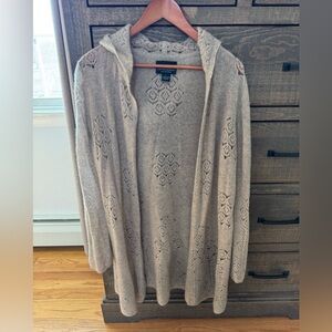 Cynthia Rowley 100% Cashmere Hooded Lace Knit Cardigan – Size L